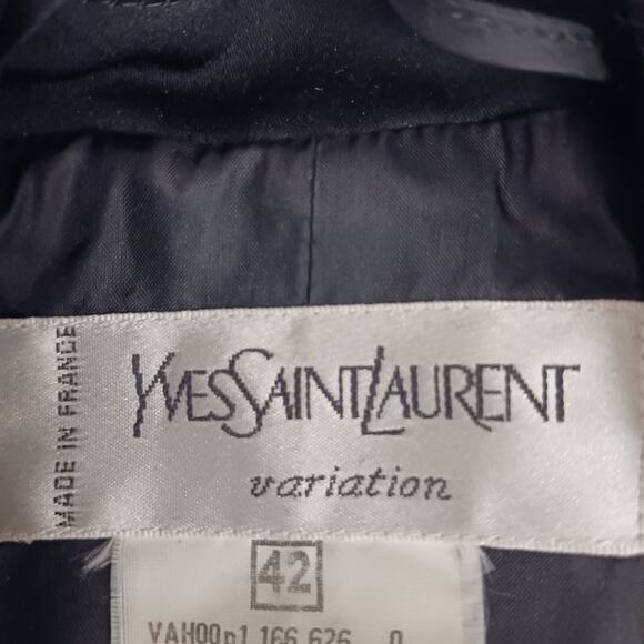 YVES SAINT LAURENT Jacket Womens Sz 42 RWool BLACK Office Blazer Structured Open - Picture 11 of 12